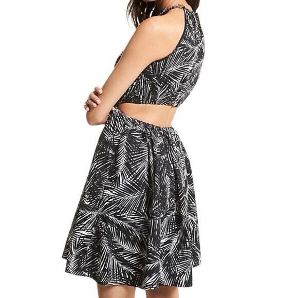 MICHAEL MICHAEL KORS Palm Stretch Organic Cotton Poplin Cutout Dress Medium - Picture 1 of 10